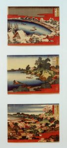 Sníh, měsíc a květiny v krásné krajině od Katsushika Hokusai