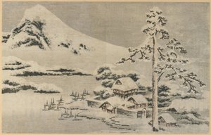 Přímořská vesnice ve sněhu od Katsushika Hokusai