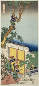 Sei Shonagon, ze série „Skutečné zrcadlo japonských a čínských básní (Shiika shashin kyo)“ od Katsushika Hokusai