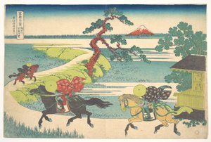 Vesnice Sekiya na řece Sumida (Sumidagawa Sekiya no sato), ze série „Třicet šest pohledů na horu Fuji“ (Fugaku sanjūrokkei) od Katsushika Hokusai
