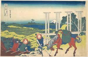 Senju v provincii Musashi (Bushū Senju), ze série „Třicet šest pohledů na horu Fuji“ (Fugaku sanjūrokkei) od Katsushika Hokusai