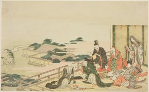 Šest nesmrtelných básníků připravujících se na festival Tanabata od Katsushika Hokusai
