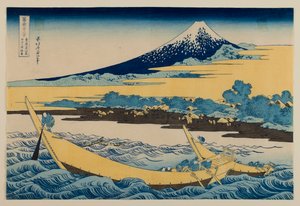 Náčrt zálivu Tago poblíž Ejiri na cestě Tōkaidō, ze série „Třicet šest pohledů na horu Fudži“ od Katsushika Hokusai