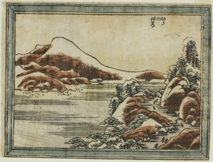 Sníh za soumraku v Hira (Hira no bosetsu), ze série Osm pohledů na Omi ve stylu leptání (Doban Omi hakkei) od Katsushika Hokusai