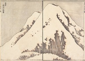Sníh na vrcholu hory Tsukuba v provincii Hitachi od Katsushika Hokusai