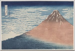 Jižní vítr, jasná obloha, ze série Třicet šest pohledů na horu Fudži od Katsushika Hokusai