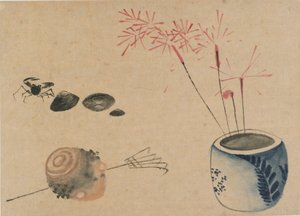 Prskavky, krab a žárovka, konec 18.-začátek 19. století. od Katsushika Hokusai