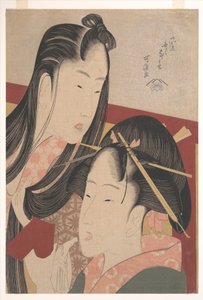 „Vydávání pískavých zvuků u zemní třešně“, ze série Sedm módních zbytečných zvyků (Furyu nakute nana kuse) od Katsushika Hokusai