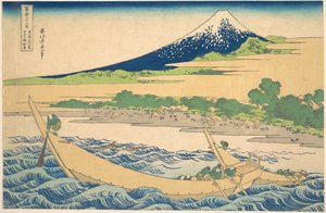 Zátoka Tago u Ejiri na cestě Tōkaidō (Tōkaidō Ejiri Tago no ura ryaku zu), ze série „Třicet šest pohledů na horu Fuji“ (Fugaku sanjūrokkei) od Katsushika Hokusai