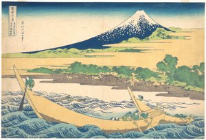 Zátoka Tago u Ejiri na cestě Tōkaidō (Tōkaidō Ejiri Tago no ura ryaku zu), ze série „Třicet šest pohledů na horu Fuji“ (Fugaku sanjūrokkei) od Katsushika Hokusai