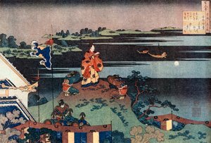 Básník v exilu Nakamaro Abe no Nakamaro, c1838. od Katsushika Hokusai