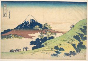 Průsmyk Inume v provincii Kai (Kōshū Inume tōge), ze série „Třicet šest pohledů na horu Fuji“ (Fugaku sanjūrokkei) od Katsushika Hokusai