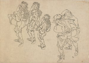 Lví tanec, konec 18.-začátek 19. století. od Katsushika Hokusai