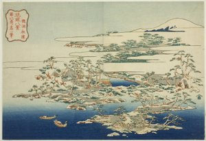 Zvuk větru v borovicích v Ryuto (Ryuto shoto), ze série „Osm pohledů na ostrovy Rjúkjú (Ryukyu hakkei)“ od Katsushika Hokusai