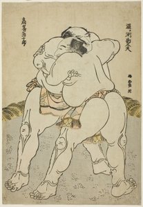 Tesumo Wresters Uzugaen Kandayu Draft d Kazuki Takasaki od Katsushika Hokusai