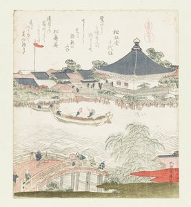 Břehy řeky Sumida, Komatomeishi. Triptych ze série Umazukushi, Pravá část, 1822. od Katsushika Hokusai