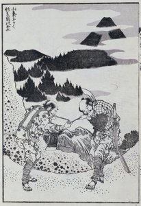 Dva muži z mangy (barevný dřevoryt) od Katsushika Hokusai