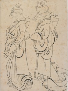 Dvě ženy, konec 18.-začátek 19. století. od Katsushika Hokusai