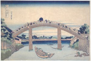 Pod mostem Mannen ve Fukagawě, ze série Třicet šest pohledů na horu Fuji od Katsushika Hokusai