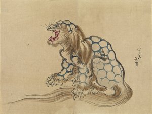 Bez názvu, c. 1890 (dřevotisk, inkoust a barva na papíře) od Katsushika Hokusai