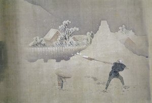 Pohled na Mt.Fuji, z malovaného svitku Dvanáct pohledů na Mt.Fuji od Katsushika Hokusai