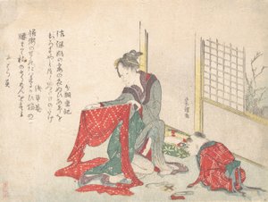Žena skládací plátno, konec 18.-začátek 19. století. od Katsushika Hokusai