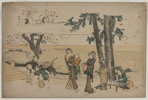 Žena kolem silničního obchodu poblíž Oji od Katsushika Hokusai