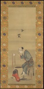 Žena spřádající hedvábí od Katsushika Hokusai