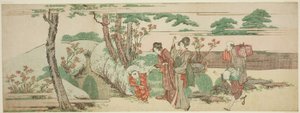 Ženy a děti na piknik od Katsushika Hokusai