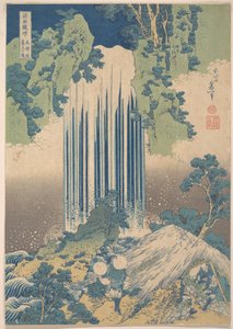 Vodopád Yōrō v provincii Mino (Mino no Yōrō no taki), ze série „Prohlídka vodopádů v různých provinciích“ (Shokoku taki meguri) od Katsushika Hokusai