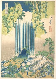 Vodopád Yōrō v provincii Mino (Mino no Yōrō no taki), ze série „Prohlídka vodopádů v různých provinciích“ (Shokoku taki meguri) od Katsushika Hokusai