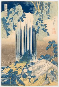 Vodopád Yōrō v provincii Mino, ze série „Prohlídka vodopádů v různých provinciích“ od Katsushika Hokusai
