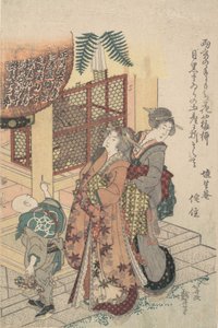 Mladé dámy vzdávající hold svatyni, ca. 1814. od Katsushika Hokusai