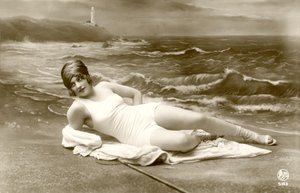 Frau im Badeanzug, ca. frühes 20. Jahrhundert