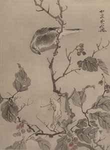 Pták a žába, ca. 1887. od Kawanabe Kyosai