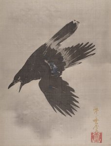 Crow Flying in the Snow, ca. 1887. od Kawanabe Kyosai