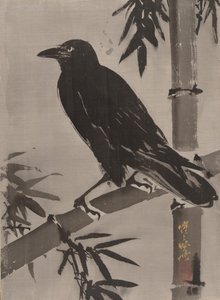 Vrána na bambusové větvi, ca. 1887. od Kawanabe Kyosai