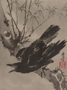 Vrána na větvi, ca. 1887. od Kawanabe Kyosai