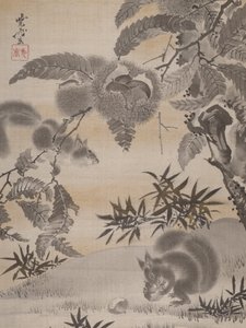 Squirrels Gathering Chestnuts, ca. 1887. od Kawanabe Kyosai
