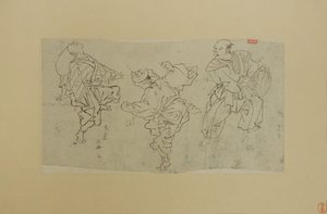 Tři kjógenští tanečníci, konec 19. století. od Kawanabe Kyosai