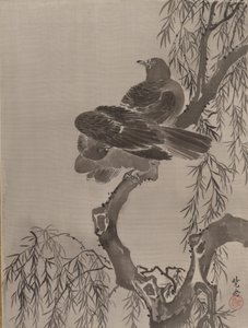 Dva ptáci na větvi, ca. 1887. od Kawanabe Kyosai
