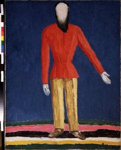 Sedlák (Sedlák). Reprezentace vousatého muže s červenou košilí). Obraz Kazimira Severinoviče Maleviče (Malevich, Malevic) (1878-1935), olej na plátně od Kazimir Severinovich Malevich