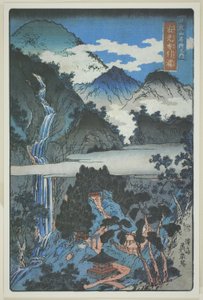 Vodopády Nunobiki u svatyně Jakko (Jakko Nunobiki no taki), ze série "Malebná místa v horách Nikko (Nikkosan meisho no uchi)". od Keisai Eisen