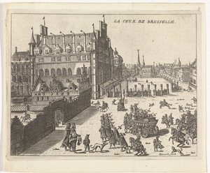 Pohled na dvůr v Bruselu, 1673. La cour de Brusselle (název na objektu) od Kemnitz
