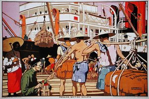 Penang, Britská Malajsko (barva litho)