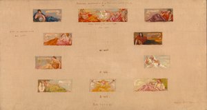 Náčrtky k výzdobě soukromé knihovny A, 1894. od Kenyon Cox