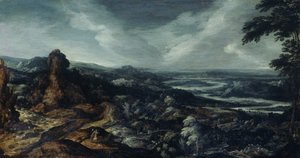 Panoramatická krajina s Tobiášem a andělem od Kerstiaen de Keuninck (attributed to)