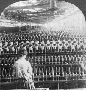 Spinning room, Philadelphia, Pennsylvania, USA, konec 19. nebo začátek 20. století