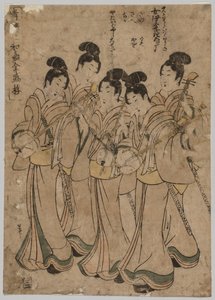 Mladé ženy s hudebními nástroji, 1787-1867. od Kikugawa Eizan