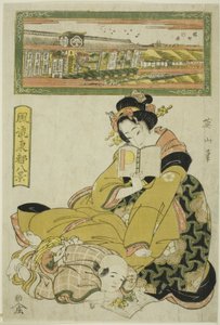 Divadelní čtvrť v Sakai-cho (Sakai cho shibai), z "Módních osmi pohledů na východní hlavní město (Furyu Toto hakkei)" od Kikukawa Eizan